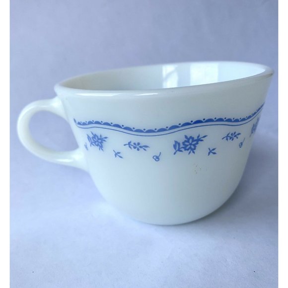 Pyrex Morning Blue Flower Cup Coffee Tea Corning NY Mid Century Microwave Safe - Picture 3 of 5